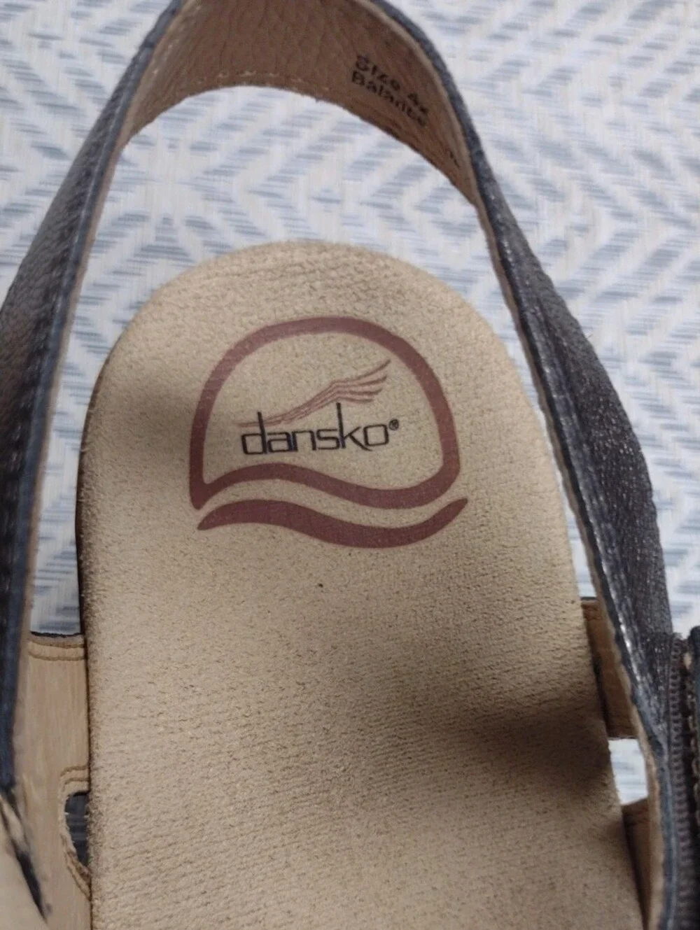Dansko Silver Leather Wedge Sandals with Wood-Look Heel
